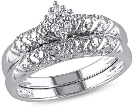 Wedding - Allura 1/10 CT. T.W. Diamond Cluster Bridal Set in Sterling Silver