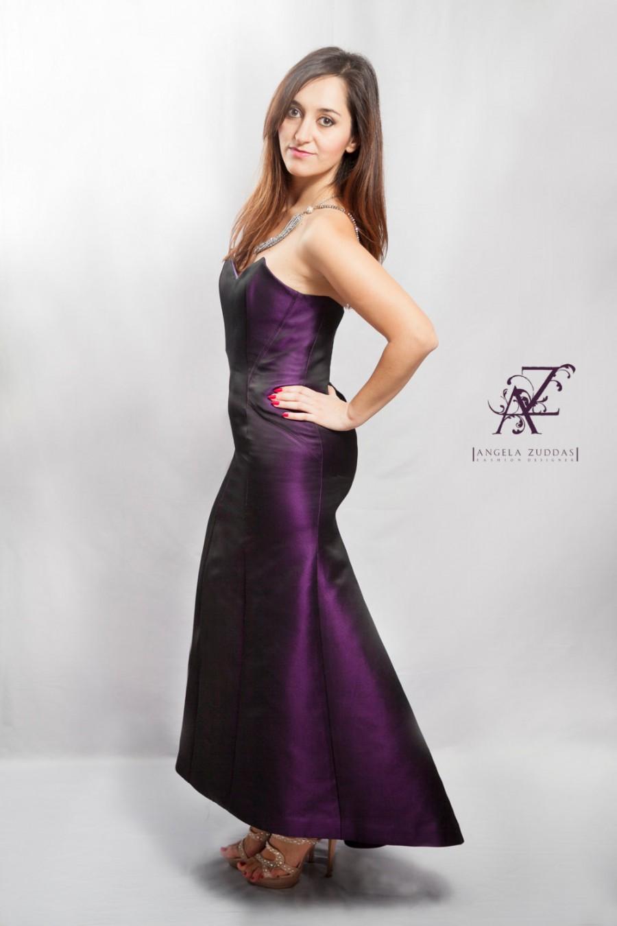 زفاف - Purple strapless mermaid dress, sweetheart evening long purple dress, sweetheart bridesmaid dress, trawling dress, neoprene like fabric