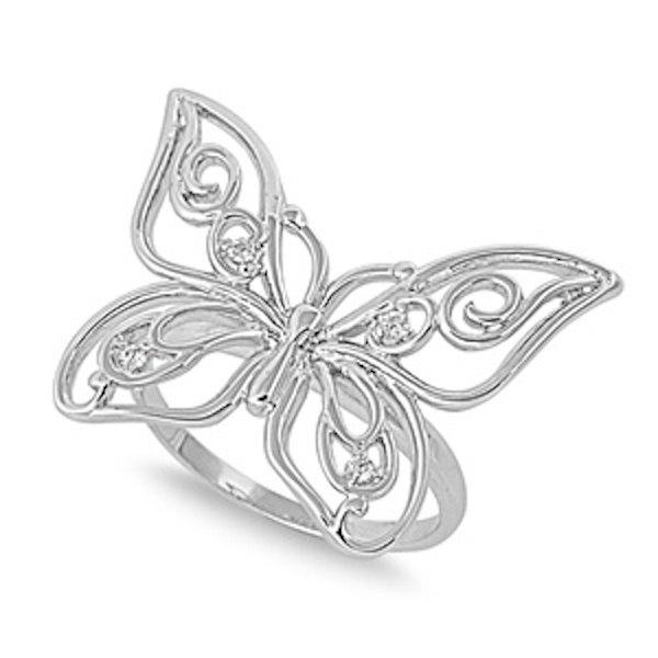 Mariage - Cute 925 Sterling Silver Butterfly Round Russian Ice Diamond CZ Butterfly Ring Animal Lover Top Gift