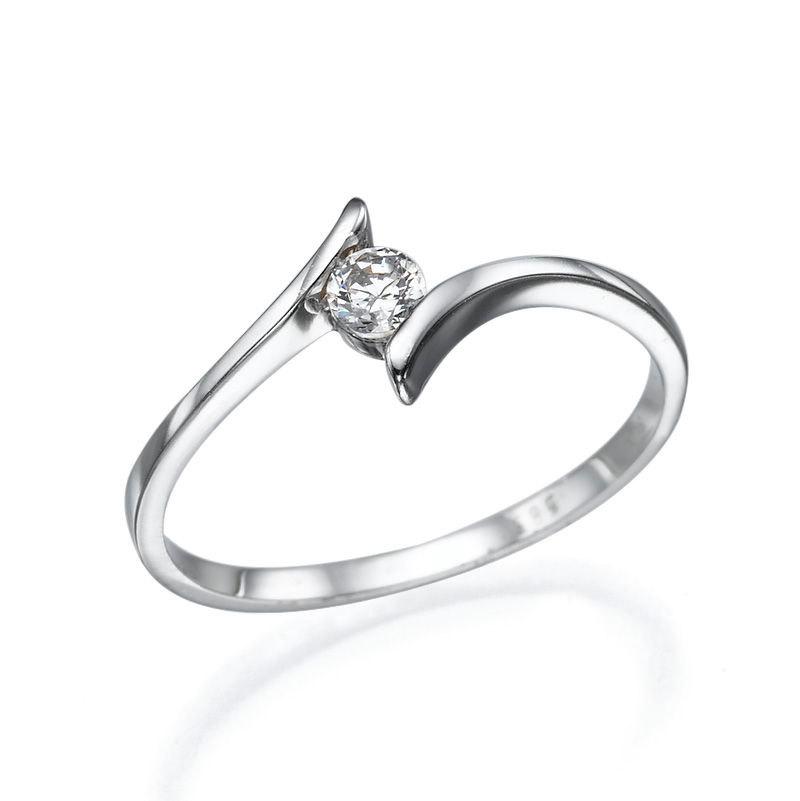 Mariage - 14K White Gold Ring, Engagement Diamond Ring, Anniversary Diamond Ring, Diamond 0.15 Ct, Round, VS, G, Size 7, Sizable, Friendship Gift