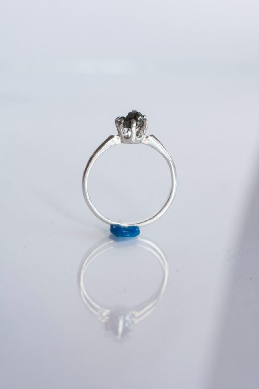 زفاف - Meteorite Ring with Sterling Silver and Campo del Cielo - Engagement Ring "Amélie"