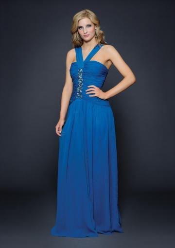 Mariage - 2015 Ruched Blue Sleeveless Floor Length Straps Chiffon