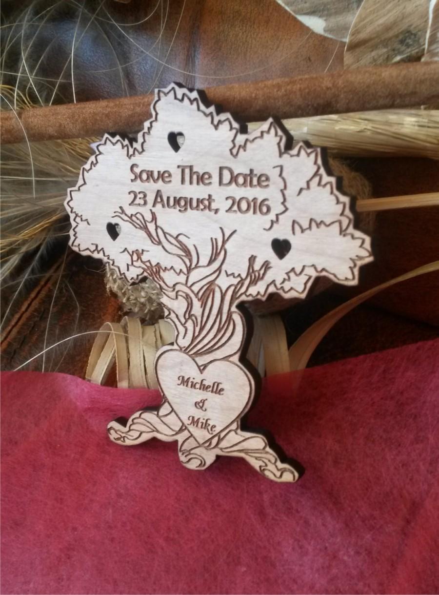 Mariage - Save the date wood card  (30)/ Engraved Personalized Wooden Save the Date magnet Laser Cut Rustic Handmade Save the Date/ Vintage postcard