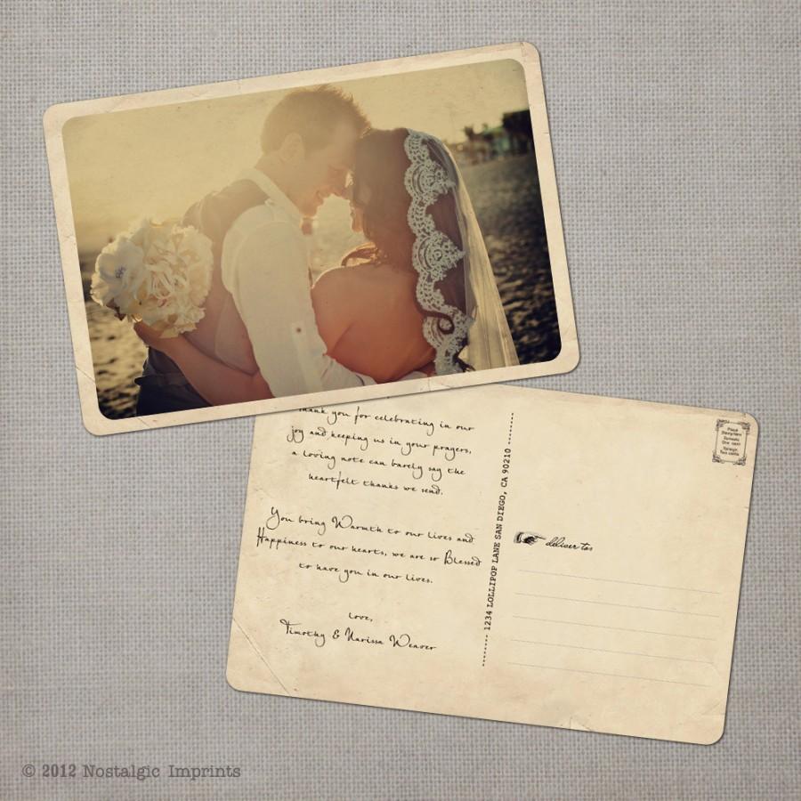 زفاف - Vintage Wedding Thank You Postcards, Wedding Thank You Cards, Thank You Note Cards, Vintage cards, thank you card - the "Narissa"