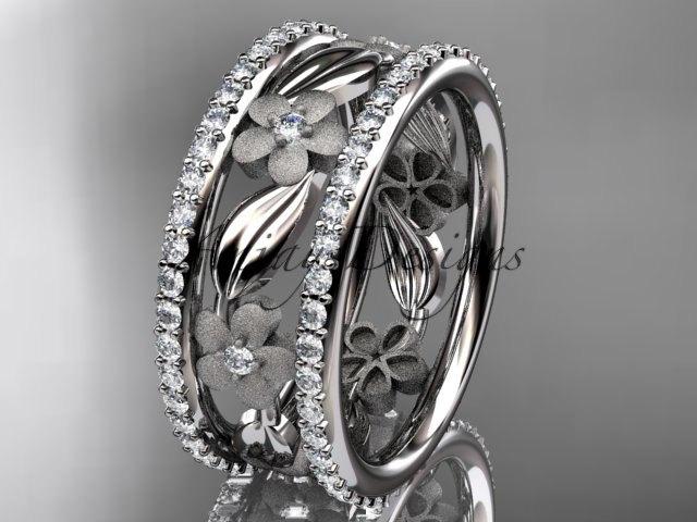 Wedding - Platinum diamond flower wedding ring,engagement ring ADLR233