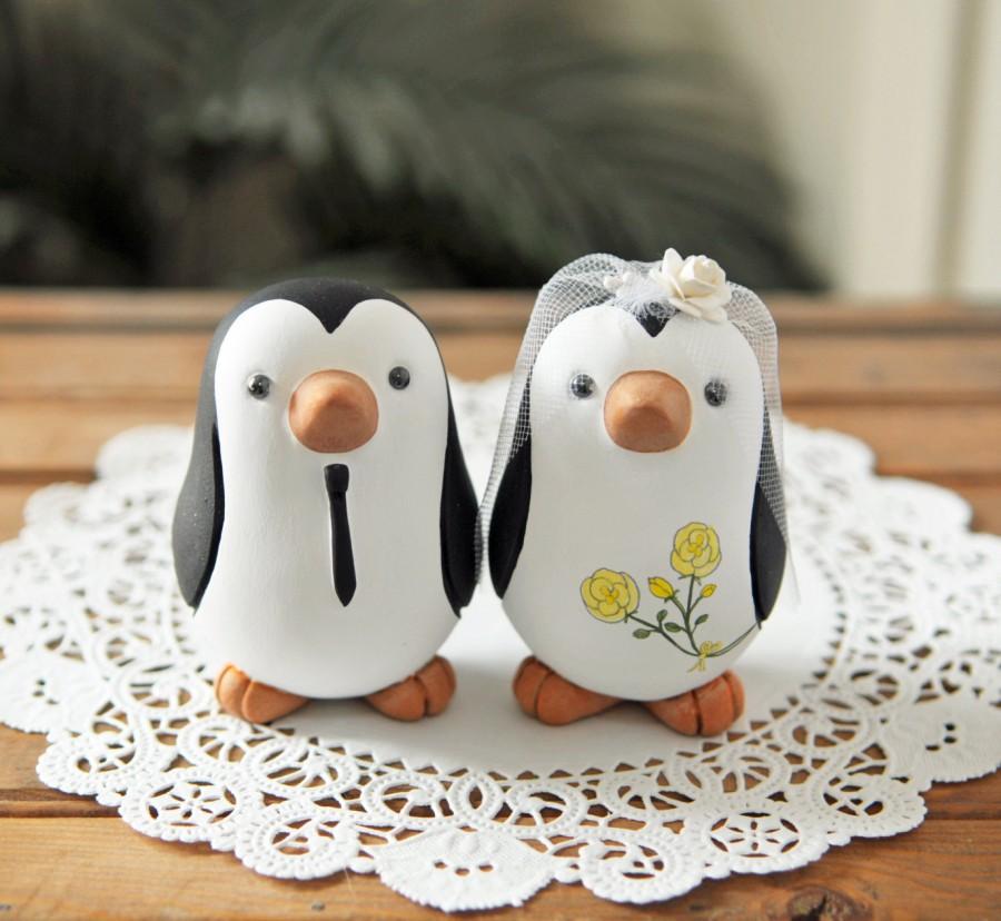 زفاف - Wedding Cake Topper - Penguins - Medium