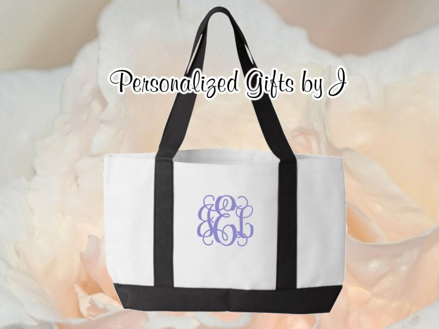 Hochzeit - Personalized Monogrammed Bridesmaid Gift Tote 2 tone- Bridesmaid Gift- Personalized Bridemaid Tote - Wedding Party Gift - Name Tote-