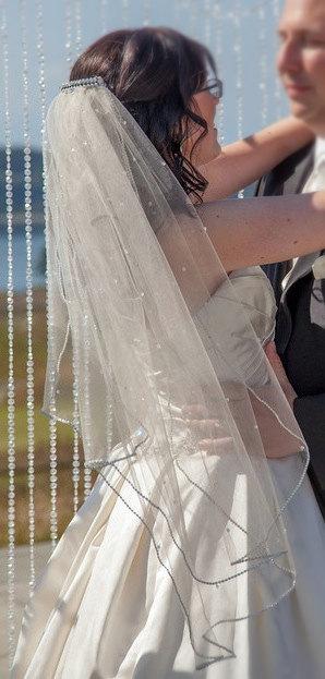 زفاف - Sparkle Wedding Veil Two Tier Swarovski Crystal Handmade Customizable