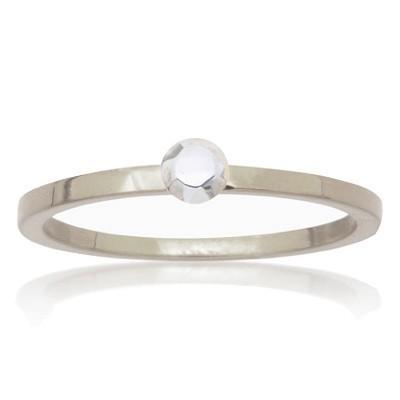 زفاف - Mini diamond ring - faceted silver ring -recycled sterling silver - fake diamond - promise ring - stack ring - Modern Rock - size 8