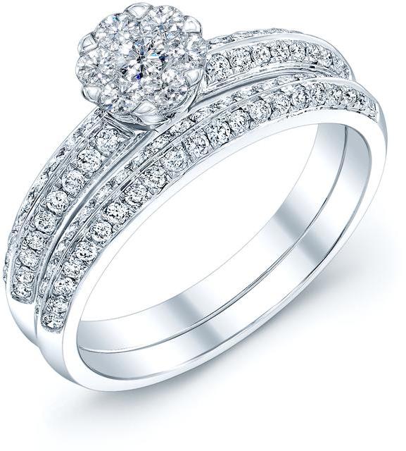 Wedding - Ice 2/3 CT TW Diamond 14K White Gold Bridal Set