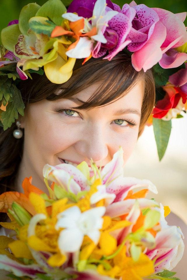 زفاف - FLOWER CROWN, "Real Touch" Silk Flowers, Bridal Hair piece, Tropical Headpiece, Hawaiian Flowers, Wedding Accessory, Custom Hair Accessory