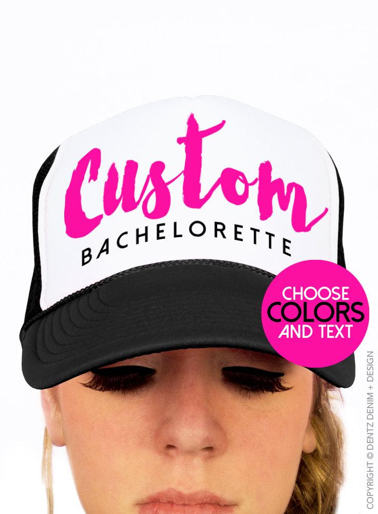 Mariage - Custom Bachelorette Party Hats. Customized Bridesmaid Hats for Bachelorette Party. Custom Bridesmaid Trucker Caps. Bridal Party Hats.