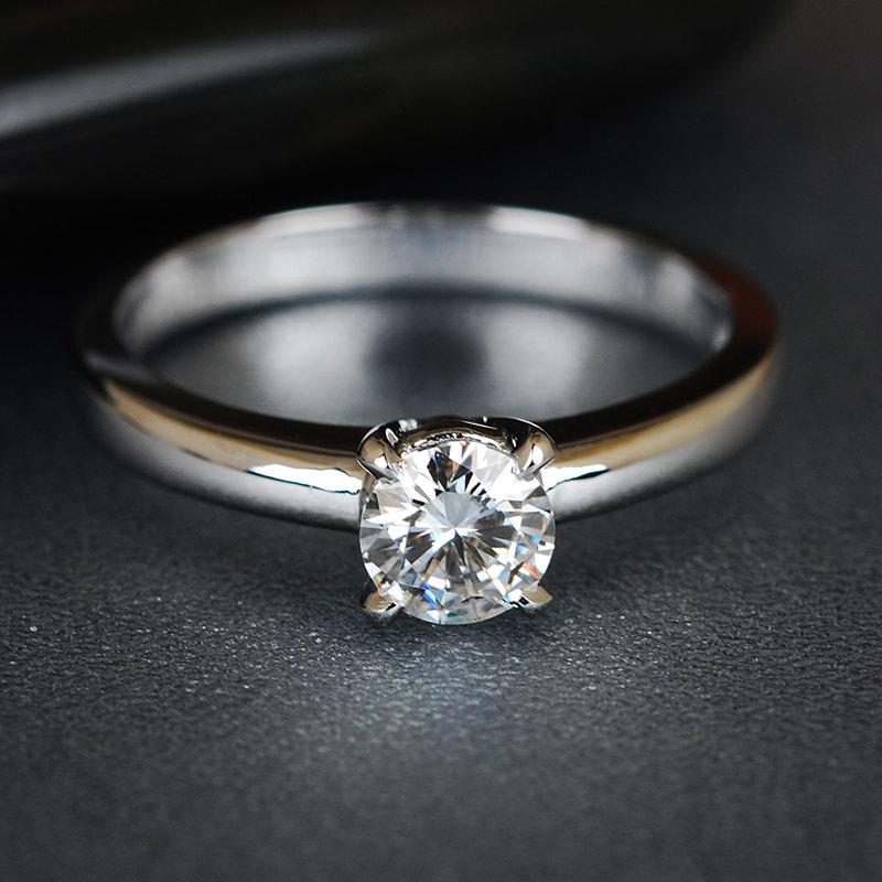 Свадьба - 0.5ct 5mm Flat Four Prong, forever brilliant moissanite engagement ring, 18K White Solid Gold, Moissanite Engagement Ring, Solitaire Ring
