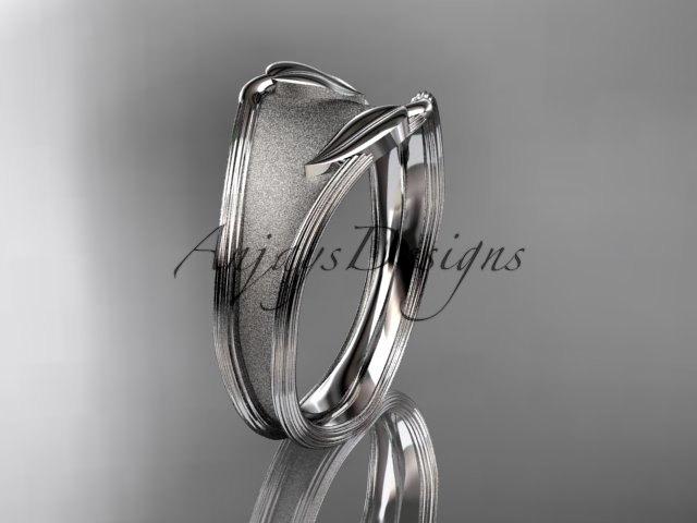 Wedding - 14kt white gold leaf and vine wedding ring, engagement ring, wedding band ADLR60B