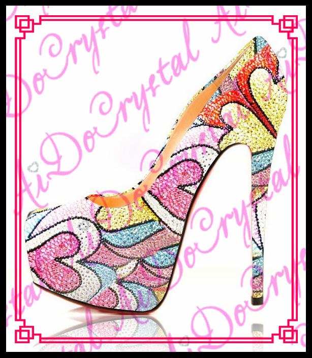 Свадьба - heart shape pattern cover Slip On hot fashion high platform high heels 16cm lady super heel