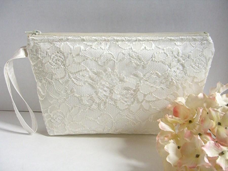Wedding - Satin And Lace Clutch - Bridesmaid Makeup Bag - Satin Bridal Clutch - Prom Clutch - Bridesmaid Clutch - Lace Bridal Clutch - Maid of Honor