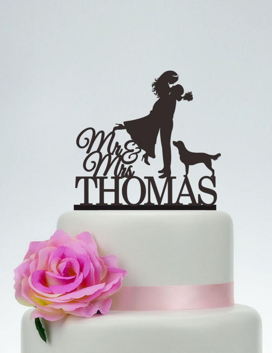 Hochzeit - Bride And Groom Cake Topper With Last Name,Couple Silhouette,Wedding Cake Topper,Custom Cake Topper,Mr And Mrs Cake Topper C094
