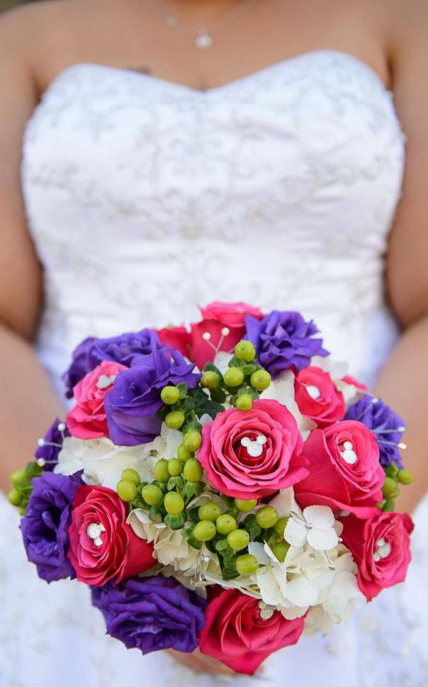 زفاف - Hidden bling Mickey Mouse Ears bridal and bridesmaids Bouquets for a disney fairytale Wedding set of 12
