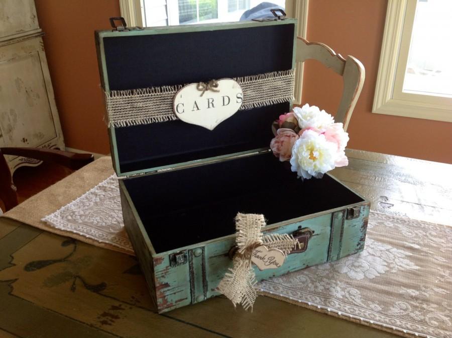 Свадьба - Rustic Wedding Card Box With Burlap Banner, Personalized.