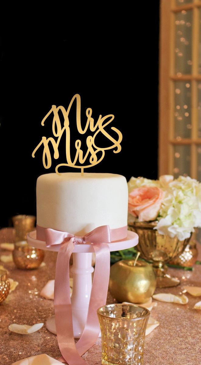 Свадьба - Wedding Cake Topper - Mr & Mrs Wedding Cake Topper - Gold Wedding Cake Topper