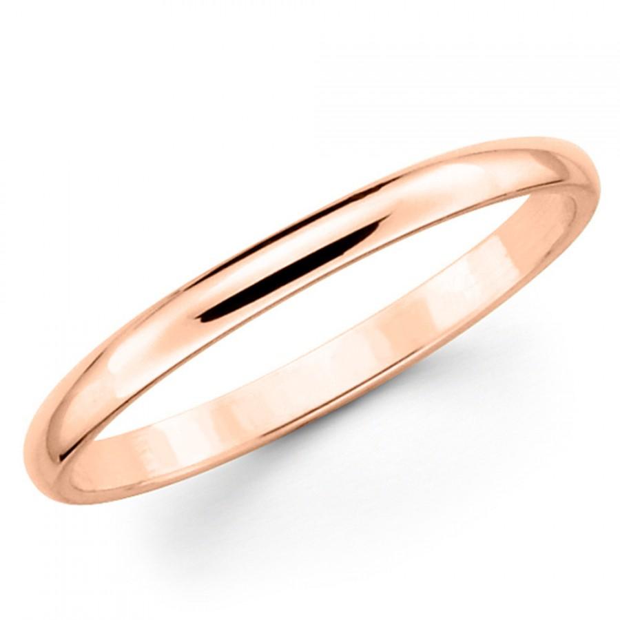 Hochzeit - 10K Solid Rose Gold 2mm Comfort Fit Wedding Band Ring