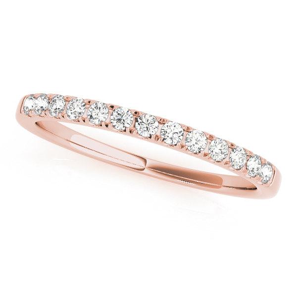 زفاف - Rose Gold Wedding Band, Simple Wedding Ring, Rose Gold Wedding Ring. Diamond Stacking Ring in 14k White gold.