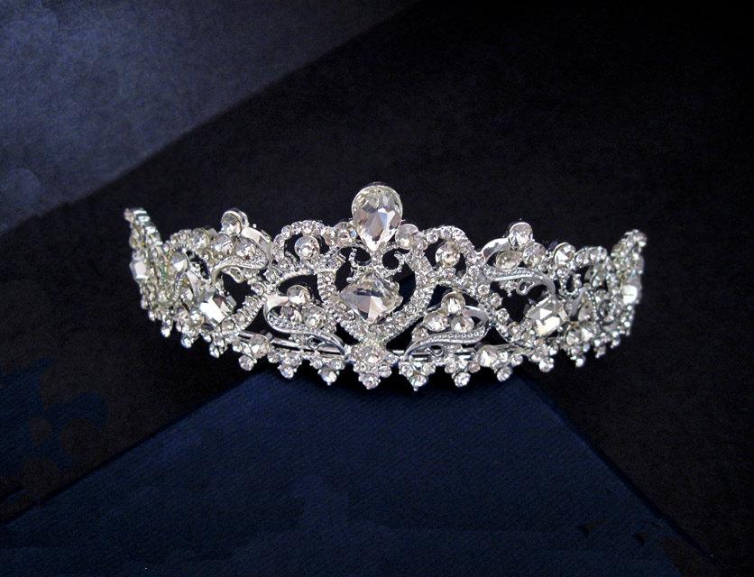 Hochzeit - Sparkling  crystal headpiece, Silver wedding tiara, Royal crystal bridal tiara, Rhinestone Bridal headband,,Bridal crown