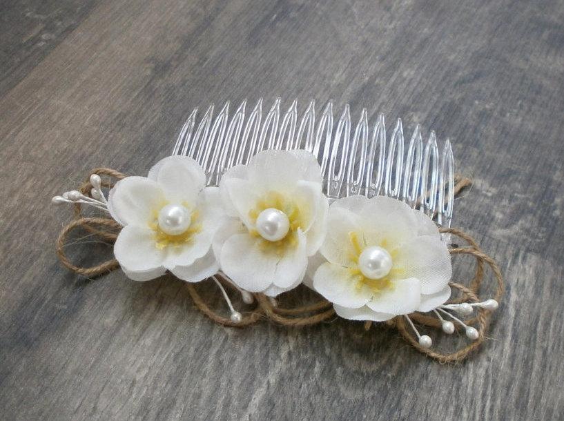 Wedding - Flower Barrette Wedding Hair Accessories Bride Barrette Flowergirl Hair Accessory Hair Pin Flower Barrette Flowers with Pearl
