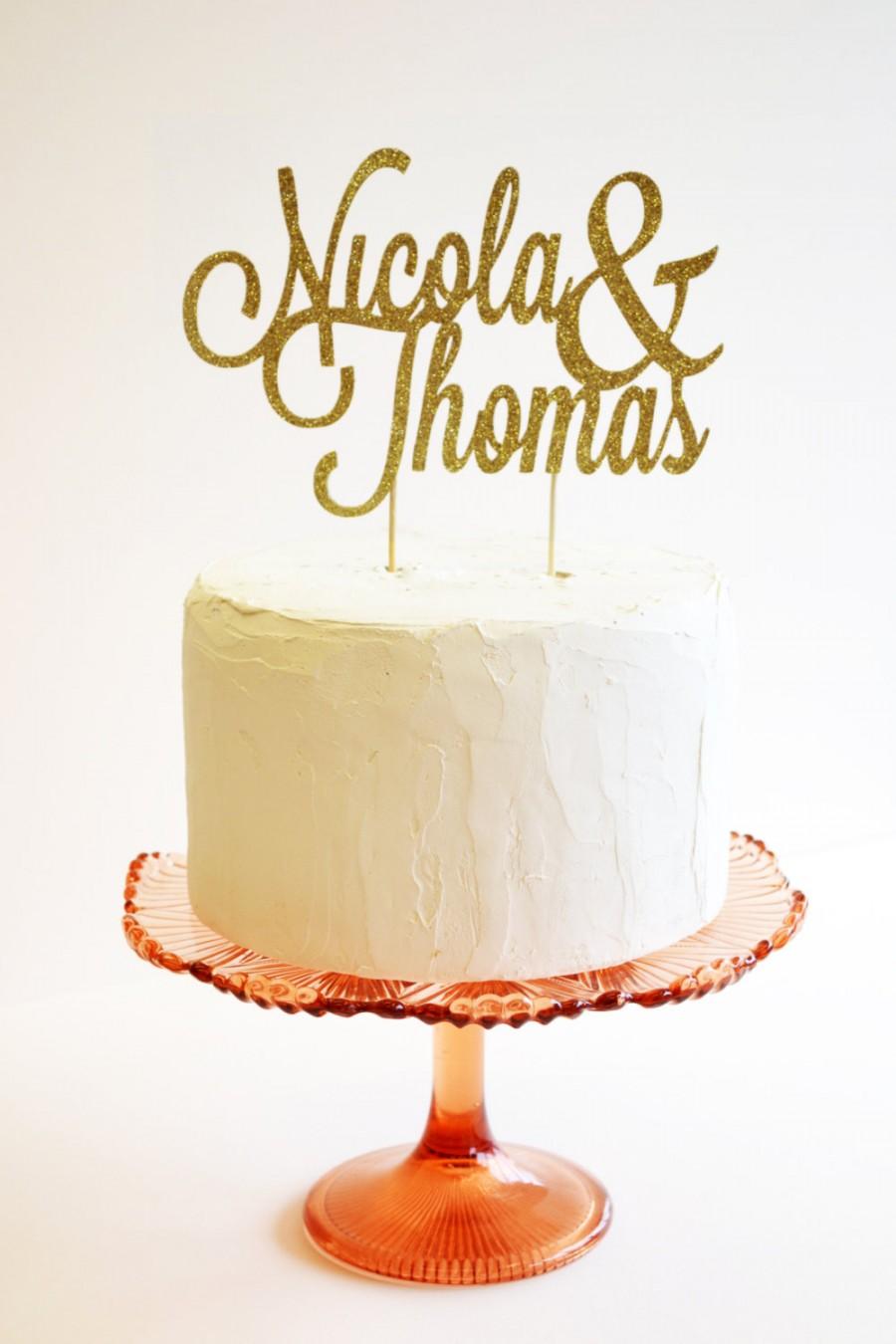 Wedding - Glitter custom name cake topper or wedding decoration