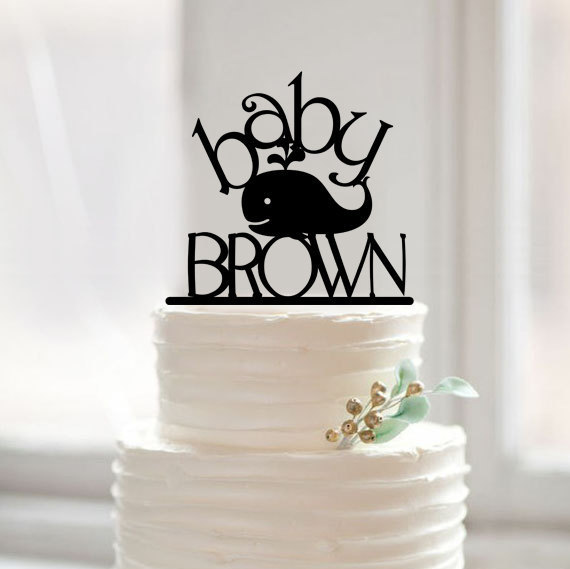 زفاف - Baby Shower Cake Topper-Baby Whale Name Cake Topper-Baby Bunting Party Cake Topper-Personalized First Birthday Cake Topper-Funny Cake Topper