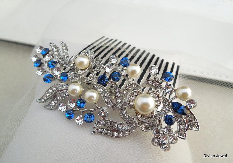 Hochzeit - bridal hair comb,wedding hair accessory,hair accessory,wedding hair comb,bride hair comb,bridal hair,something blue,rhinestone hair comb
