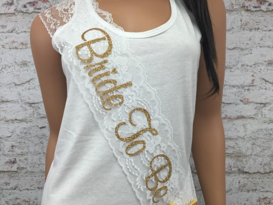 Mariage - Lace and Glitter Sash, Bachelorette Sash, Bride to Be Sash, Bridal Bow Sash, Rhinestone Sash, Bow Sash