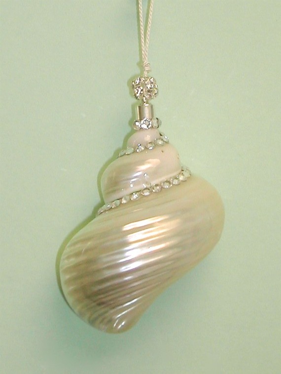 Wedding - Beach Christmas Ornament - Natural Seashell With Swarovski Crystals
