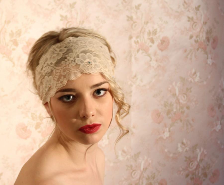 زفاف - Gatsby, 1920's bridal veil, lace bridal headband, wedding veil, weddings, veil, rhinestone crystal comb veil bridal bridal head piece HB7013