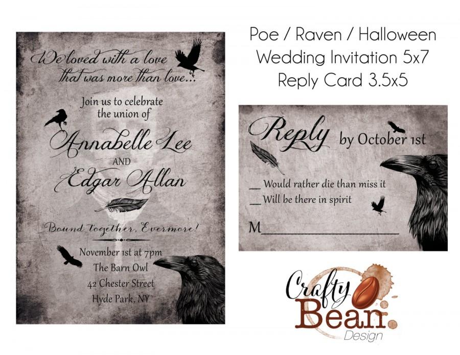 Hochzeit - Raven / Poe / Halloween/ Gothic Wedding Invitation DIY Printable