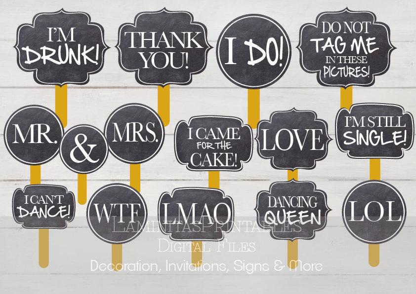 Mariage - Photo booth props, photo prop, photography props, photo props Wedding, wedding photo booth props, photo props printables, wedding signs