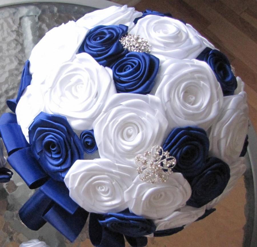 Wedding - DEPOSITE Custom bride bouquet fabric flower fabric bouquet customize bouquet bridal boutonniere bridal bouquet satin ribbon bouquet