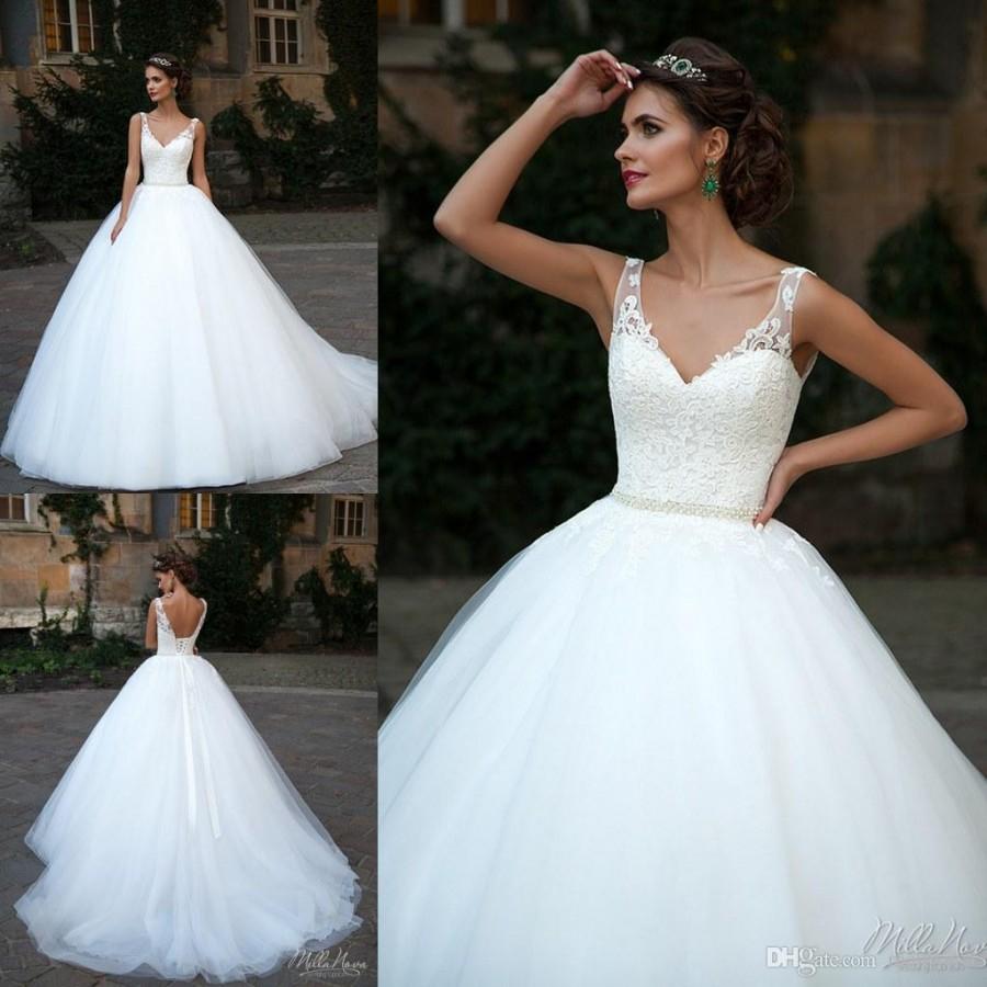 زفاف - New Style Milla Nova Wedding Dresses V-Neck Spring Tulle Applique Chapel Train Vestido De Novia Cheap Custom Bridal Gowns Ball Dress Online with $109.8/Piece on Hjklp88's Store 