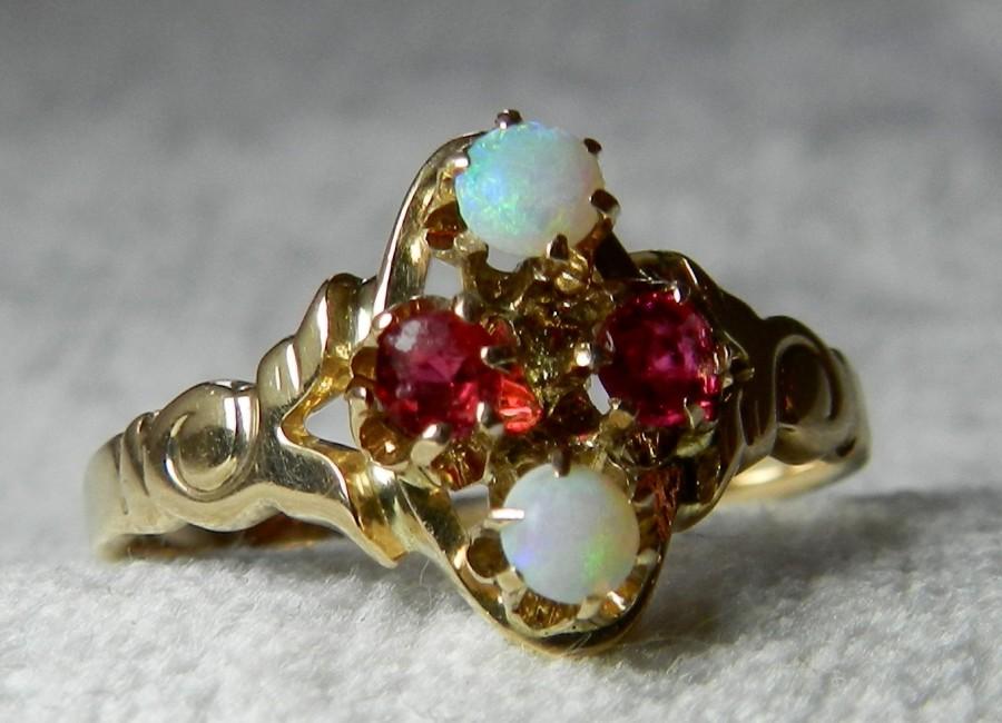 Свадьба - Opal Ring Victorian Opal Engagement Ring ALLSOPP Bros 14K Gold Antique Victorian Ring 14K Gold 1800s October Birthday
