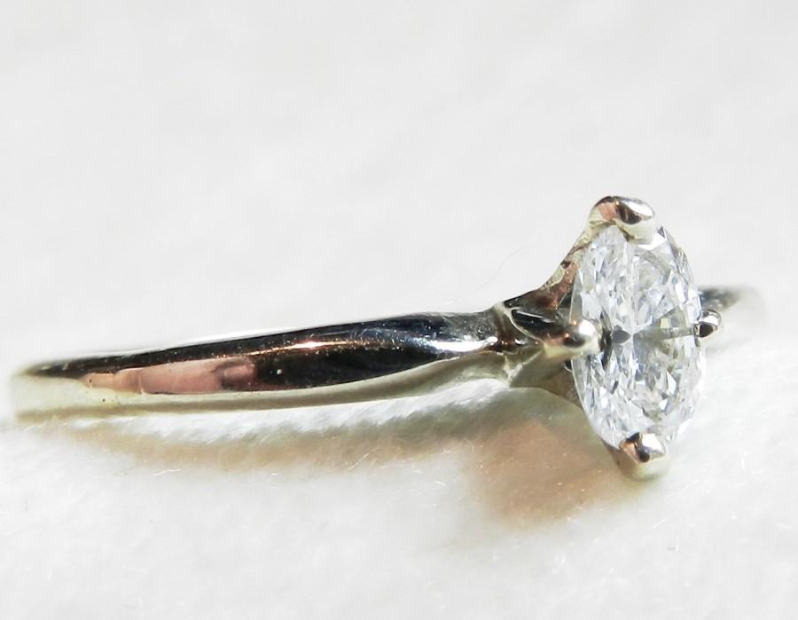 Hochzeit - Engagement Ring Oval Diamond Ring 14k Ring Vintage Engagement Ring Solitaire Engagement Ring Vintage Ring Diamond 14K Wedding