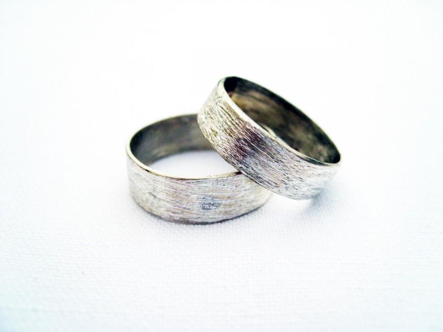 Mariage - Simplicity. wedding rings. sterling silver rustic texture wedding rings