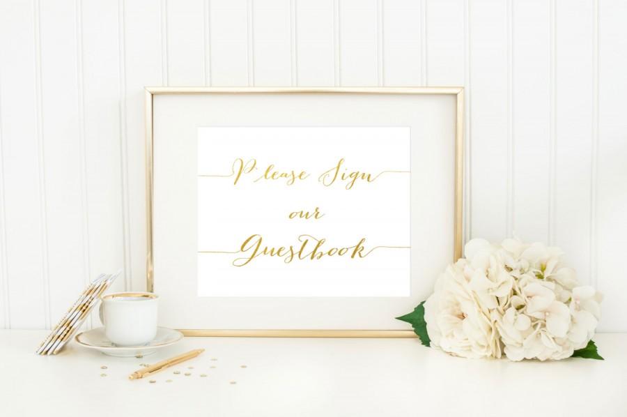 زفاف - Guestbook Wedding Sign / ACTUAL FOIL / Please Sign Our Guestbook Print / Gold Wedding Sign / Wedding Print / Elegant Wedding Sign