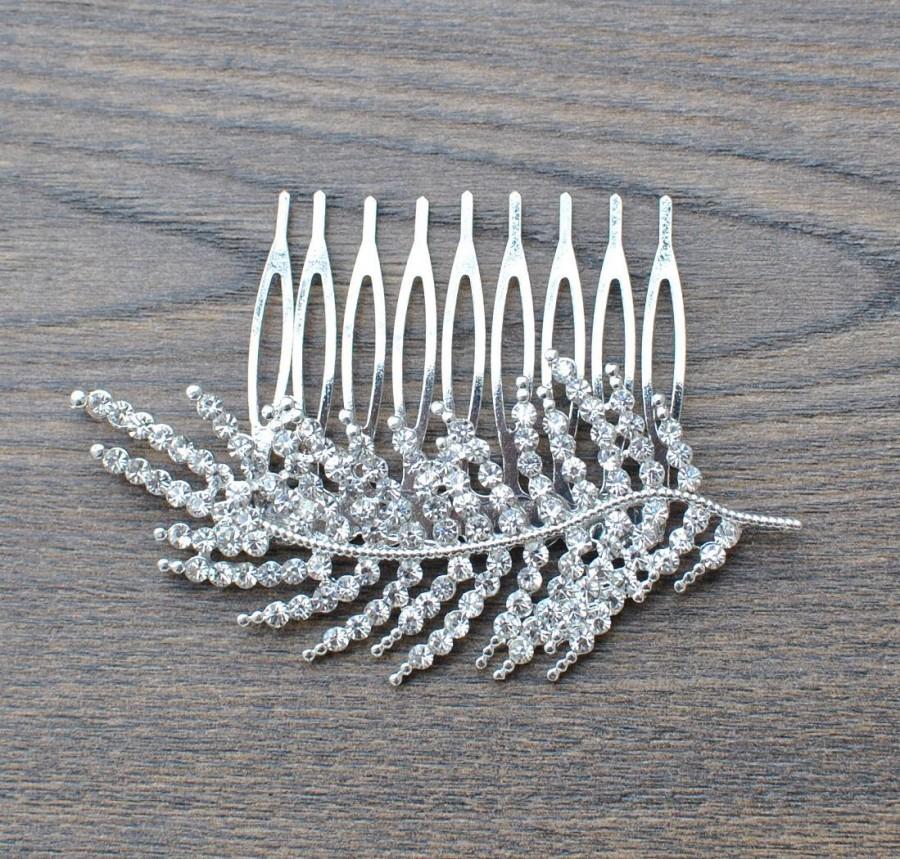 Wedding - Silver Crystal Leaf Bridal Art Deco Hair Comb, Downton Abbey, Great Gatsby, Vintage Inspired Hairpiece, Bridal Hair Accessory, Crystal Comb