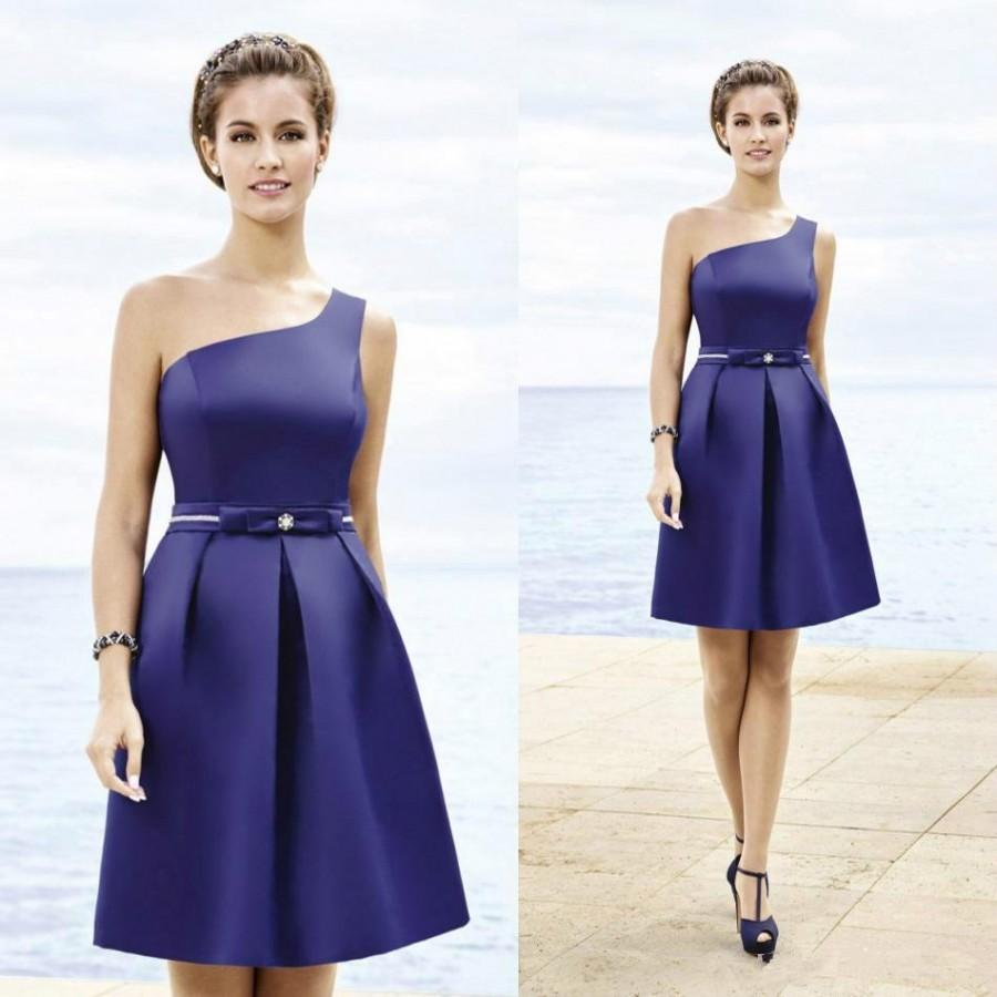 Hochzeit - Simple 2016 Short Homecoming Dresses One Shoulder A Line Beads Royal Blue Graduation Dress Natijimenez Mini Formal Party Prom Gowns Online with $76.6/Piece on Hjklp88's Store 