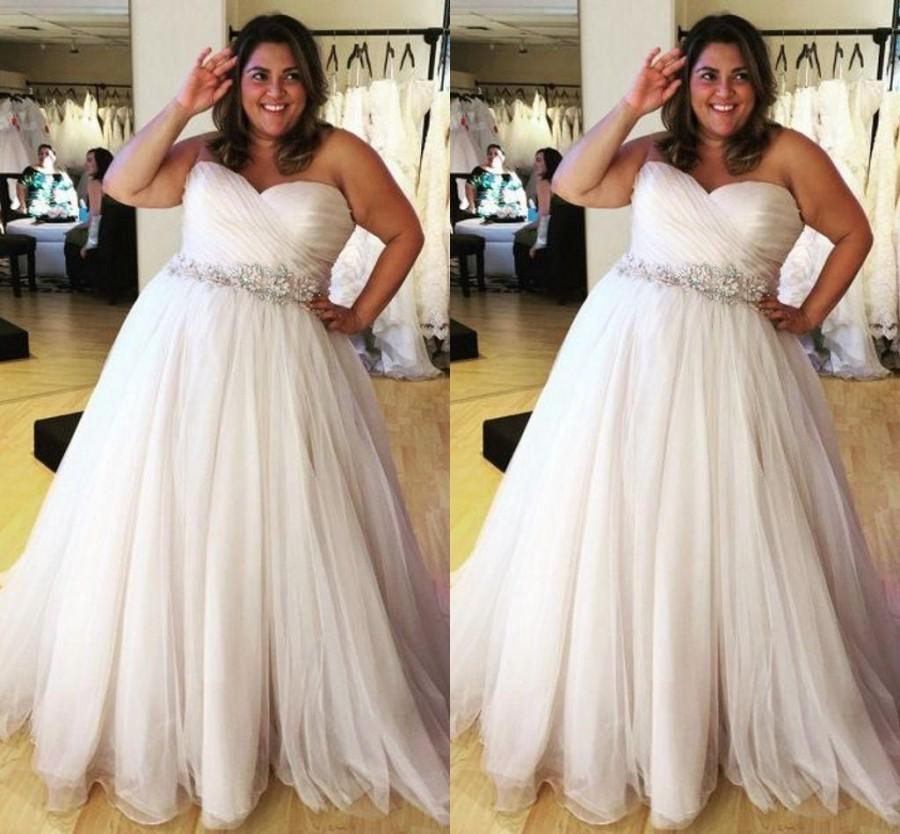 Mariage - Gorgeous 2016 Plus Size Wedding Dresses Sweetheart Pleat Beaded Sash Vestido De Noiva 2016 Custom Made A Line Summer Beach Bridal Gowns Ball Online with $108.25/Piece on Hjklp88's Store 