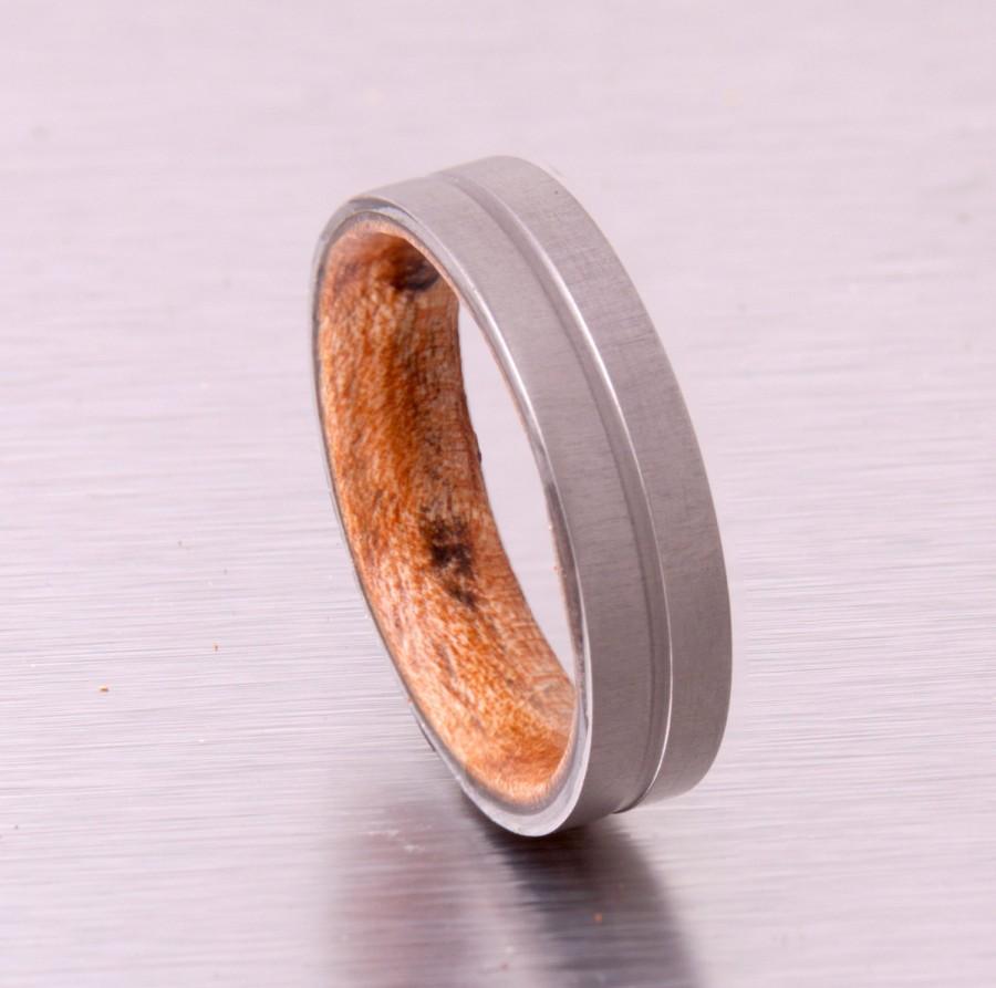 Mariage - Mens Wood Wedding Band with Titanium Ring // wood wedding ring // engagement band // maple ring