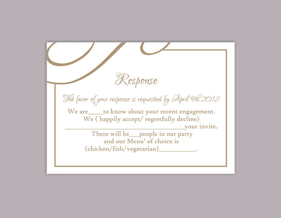 Wedding - DIY Wedding RSVP Template Editable Text Word File Download Printable RSVP Cards Brown Rsvp Card Template Coffee Rsvp Card