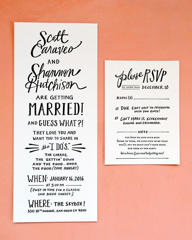 Hochzeit - Hand Lettered San Diego Wedding Invitations