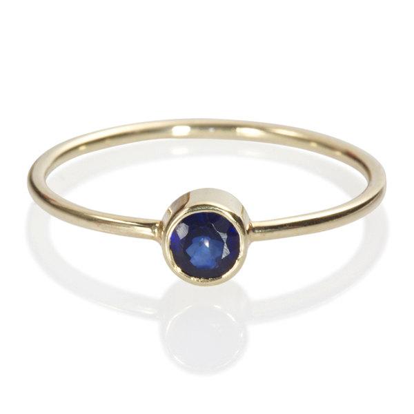 زفاف - The Blue Sapphire Stacking Ring, Skinny Joy Range, Minimal Ring, Thin Gold Band, 14 karat Gold Ring, Blue Sapphire, Engagement Option