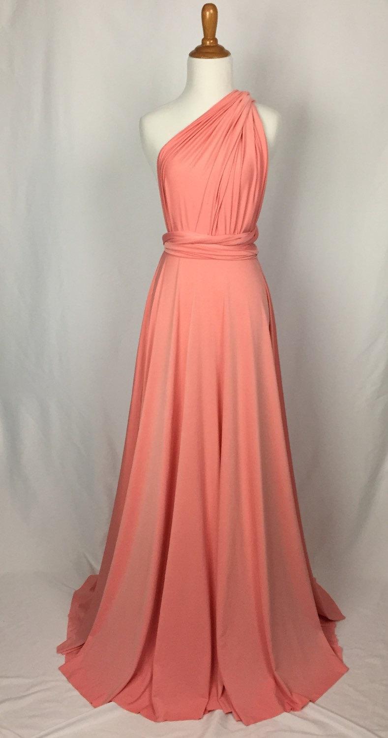 Свадьба - Sweet heart Wrap Convertible Infinity Dress Evening Dresses Straight Hem Floor Length  Peach echo Bridesmaid Dress-C13#